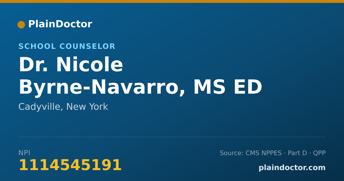 Shareable card for Nicole Byrne-Navarro, MS ED CAS - School Counselor, Cadyville, NY