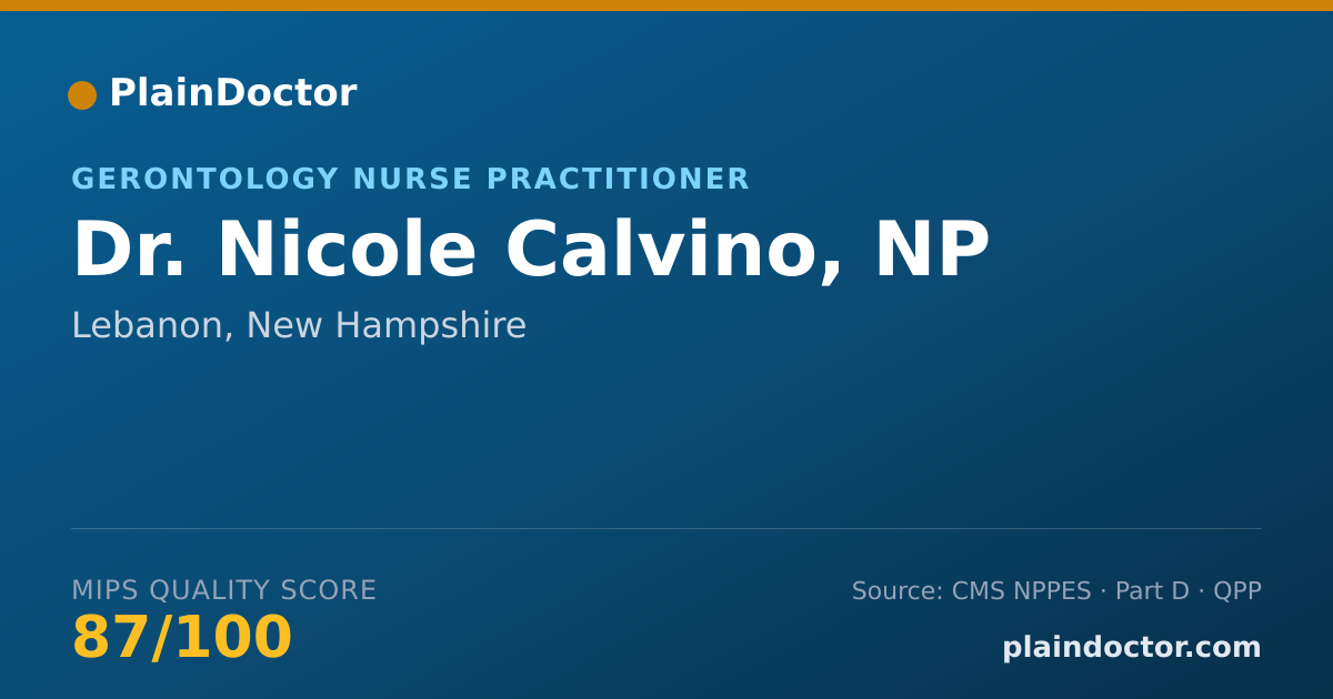 Shareable card for Nicole Calvino, NP - Gerontology Nurse Practitioner, Lebanon, NH