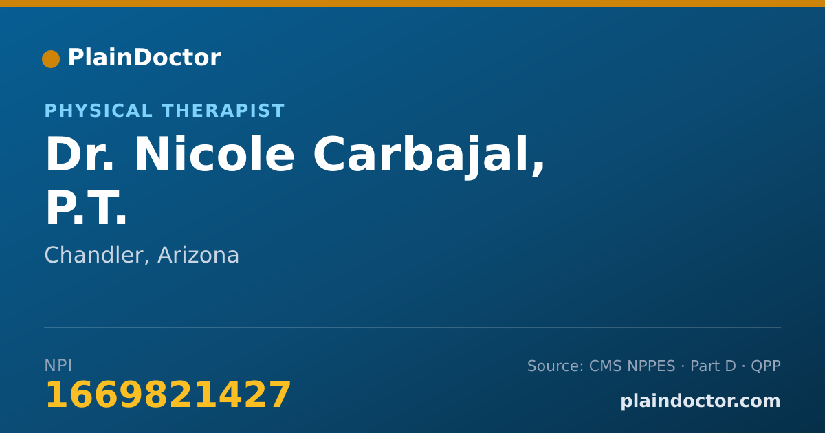 Shareable card for Nicole Carbajal, P.T. - Physical Therapist, Chandler, AZ