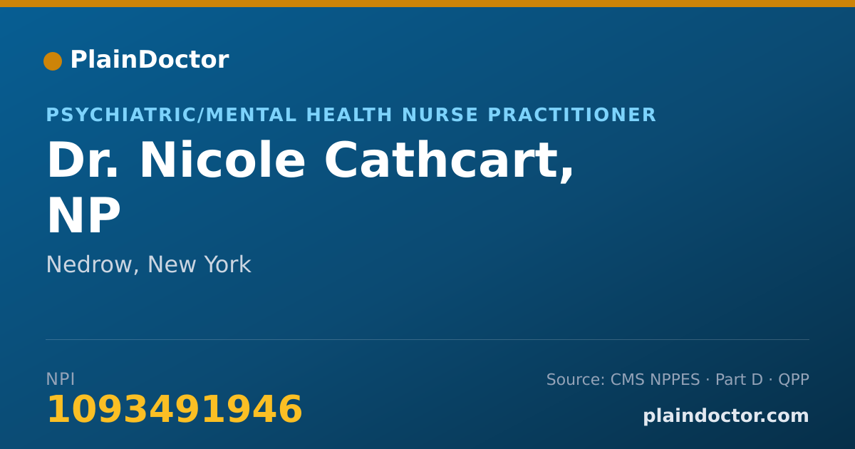 Shareable card for Nicole Cathcart, NP - Psychiatric/Mental Health Nurse Practitioner, Nedrow, NY