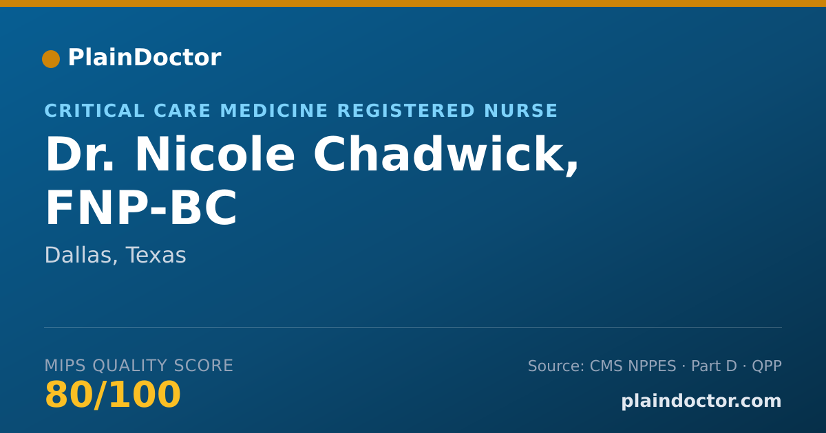 Shareable card for Nicole Chadwick, FNP-BC - Critical Care Medicine Registered Nurse, Dallas, TX