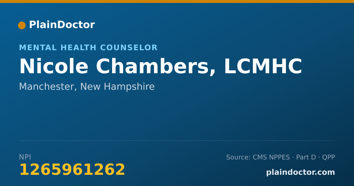 Shareable card for Nicole Chambers, LCMHC - Mental Health Counselor, Manchester, NH