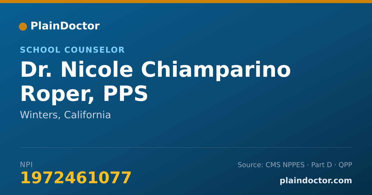 Shareable card for Nicole Chiamparino Roper, PPS - School Counselor, Winters, CA