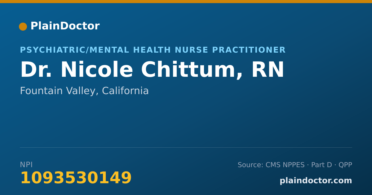 Shareable card for Nicole Chittum, RN - Psychiatric/Mental Health Nurse Practitioner, Fountain Valley, CA