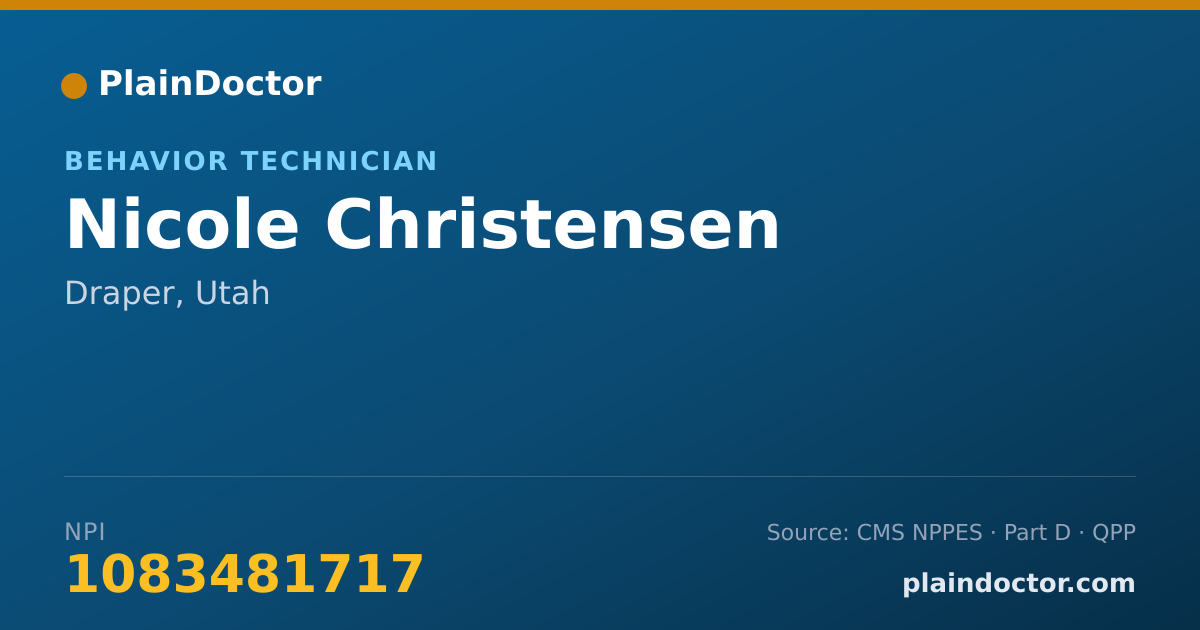 Shareable card for Nicole Christensen - Behavior Technician, Draper, UT