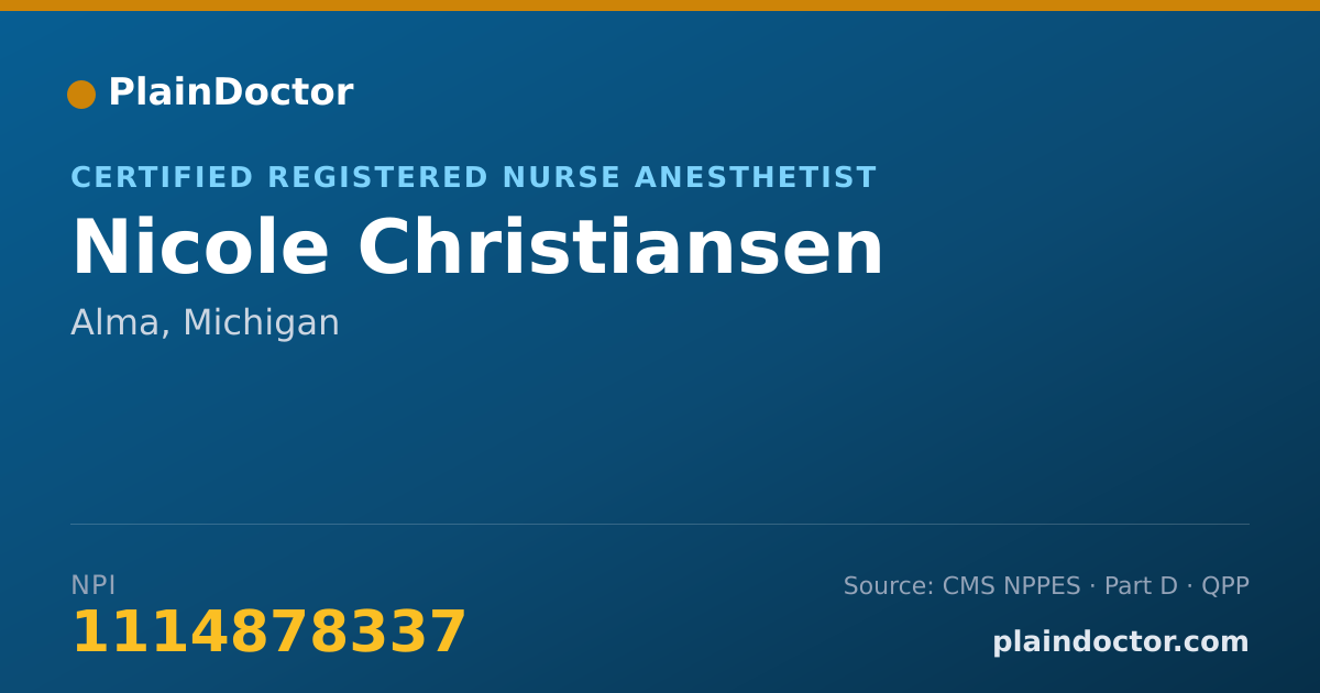 Shareable card for Nicole Christiansen - Certified Registered Nurse Anesthetist, Alma, MI