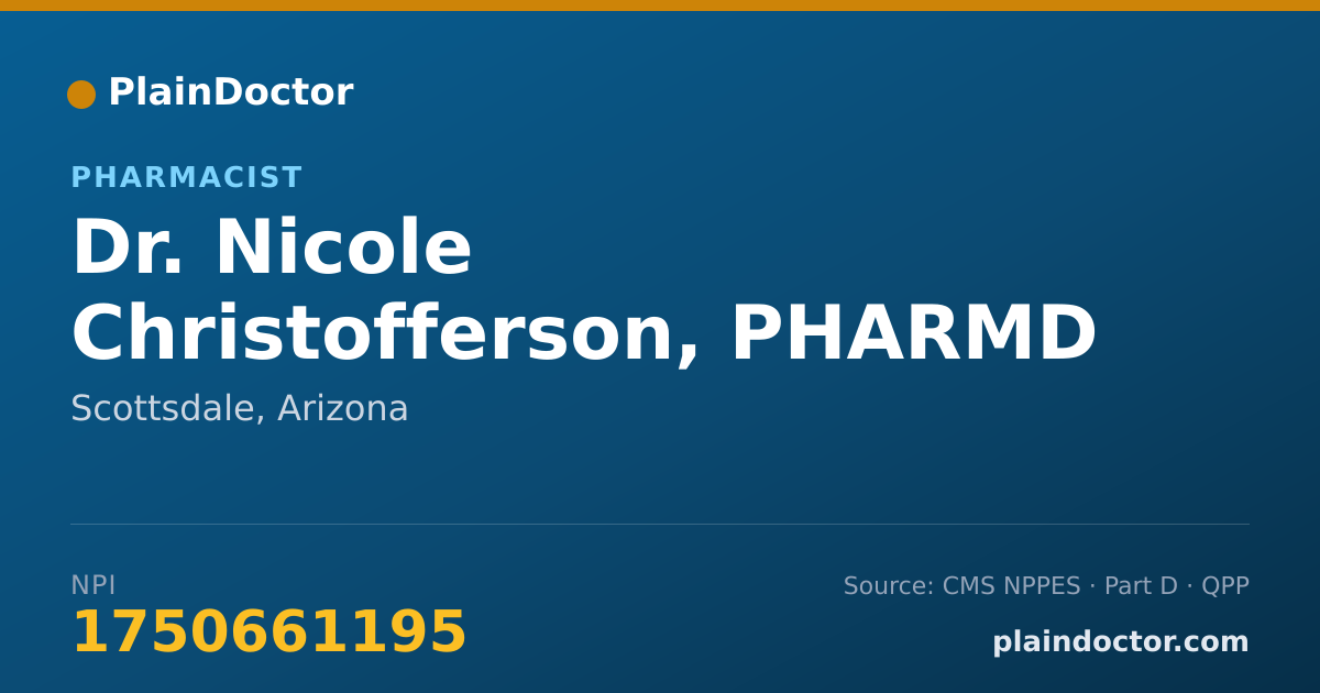 Shareable card for Nicole Christofferson, PHARMD - Pharmacist, Scottsdale, AZ
