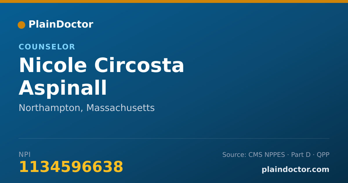 Shareable card for Nicole Circosta Aspinall - Counselor, Northampton, MA