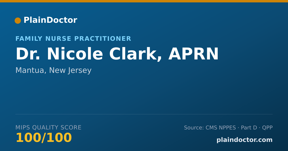 Shareable card for Nicole Clark, APRN - Family Nurse Practitioner, Mantua, NJ