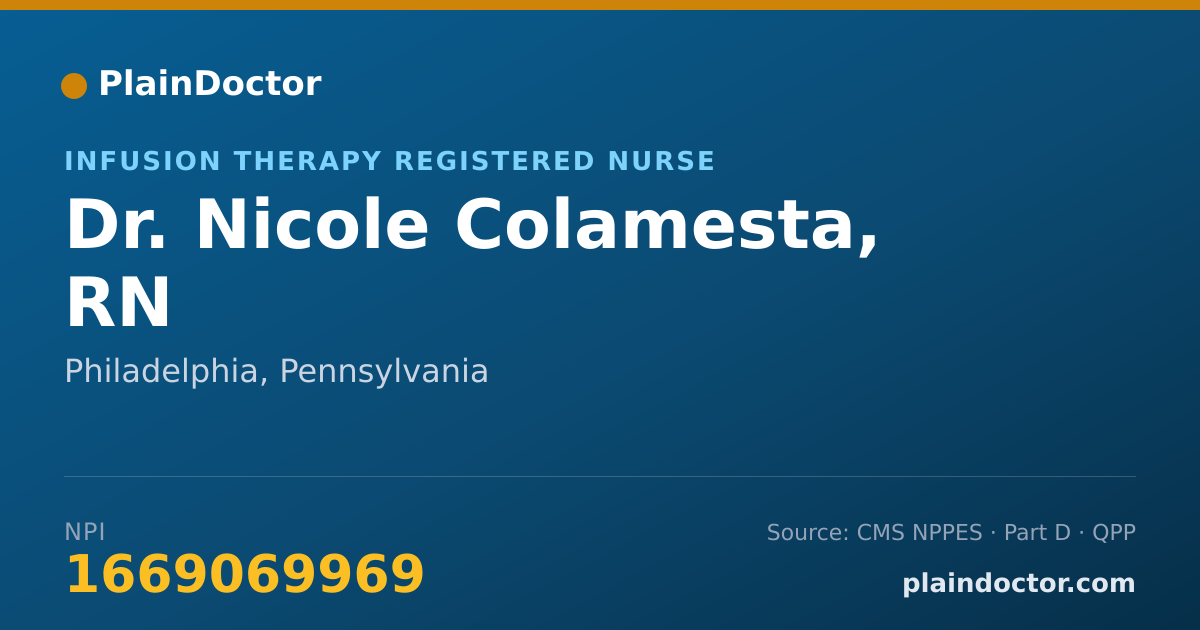 Shareable card for Nicole Colamesta, RN - Infusion Therapy Registered Nurse, Philadelphia, PA