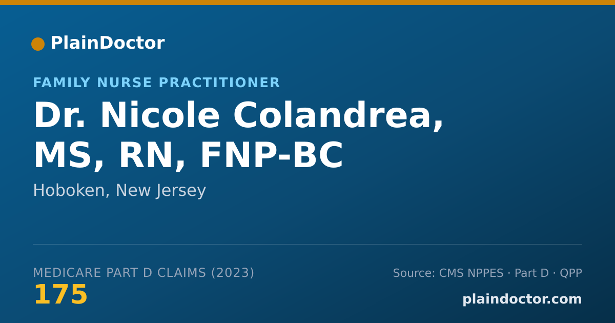 Shareable card for Nicole Colandrea, MS, RN, FNP-BC - Family Nurse Practitioner, Hoboken, NJ