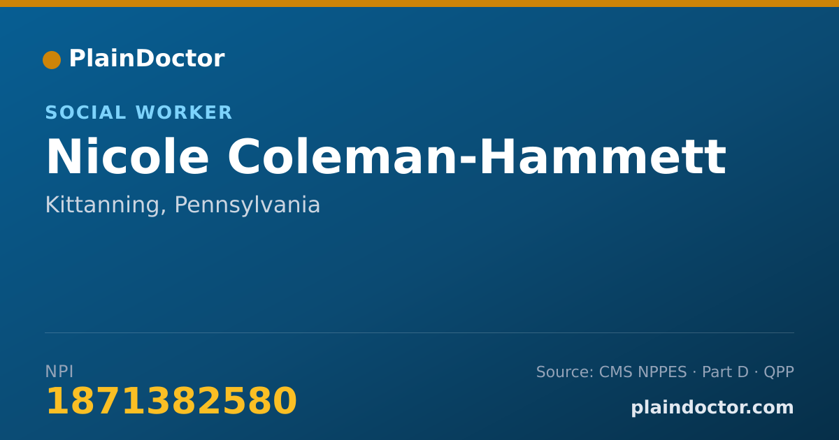 Shareable card for Nicole Coleman-Hammett - Social Worker, Kittanning, PA