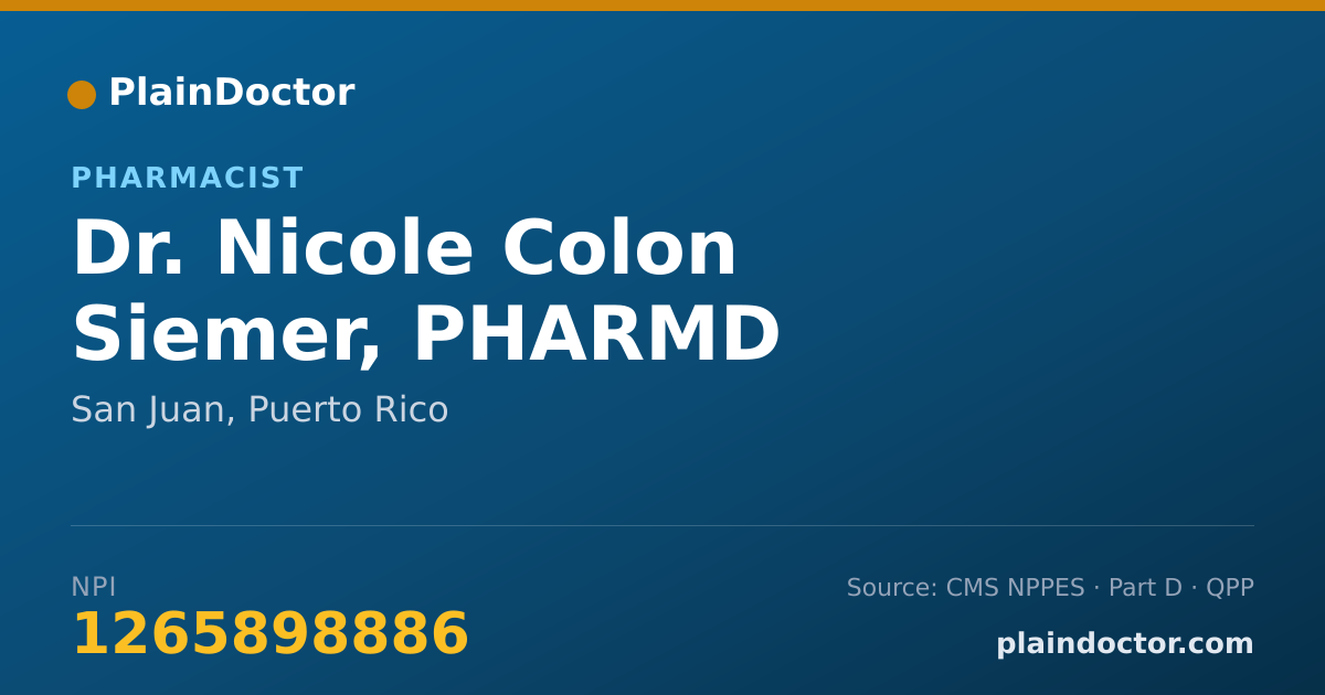 Shareable card for Nicole Colon Siemer, PHARMD - Pharmacist, San Juan, PR