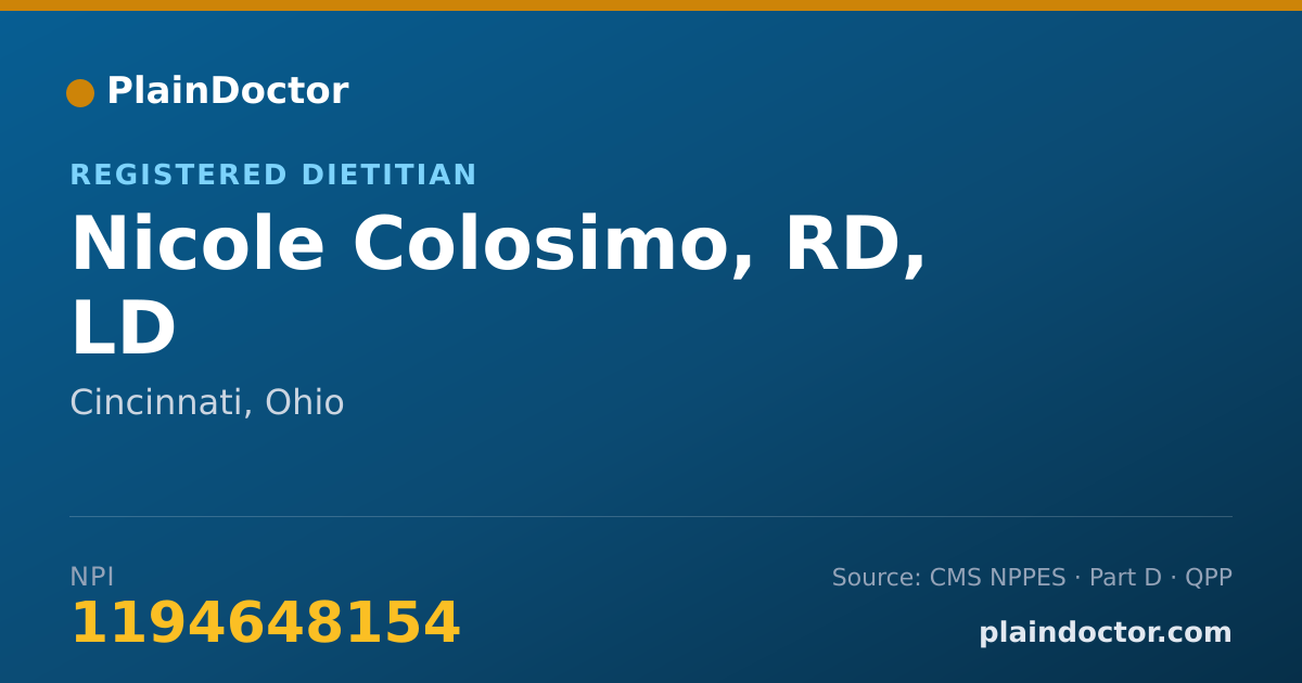 Shareable card for Nicole Colosimo, RD, LD - Registered Dietitian, Cincinnati, OH