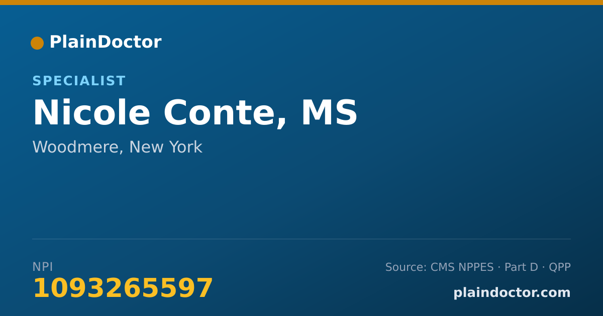 Shareable card for Nicole Conte, MS - Specialist, Woodmere, NY
