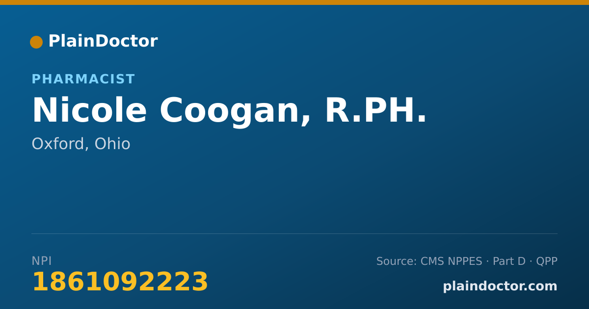 Shareable card for Nicole Coogan, R.PH. - Pharmacist, Oxford, OH