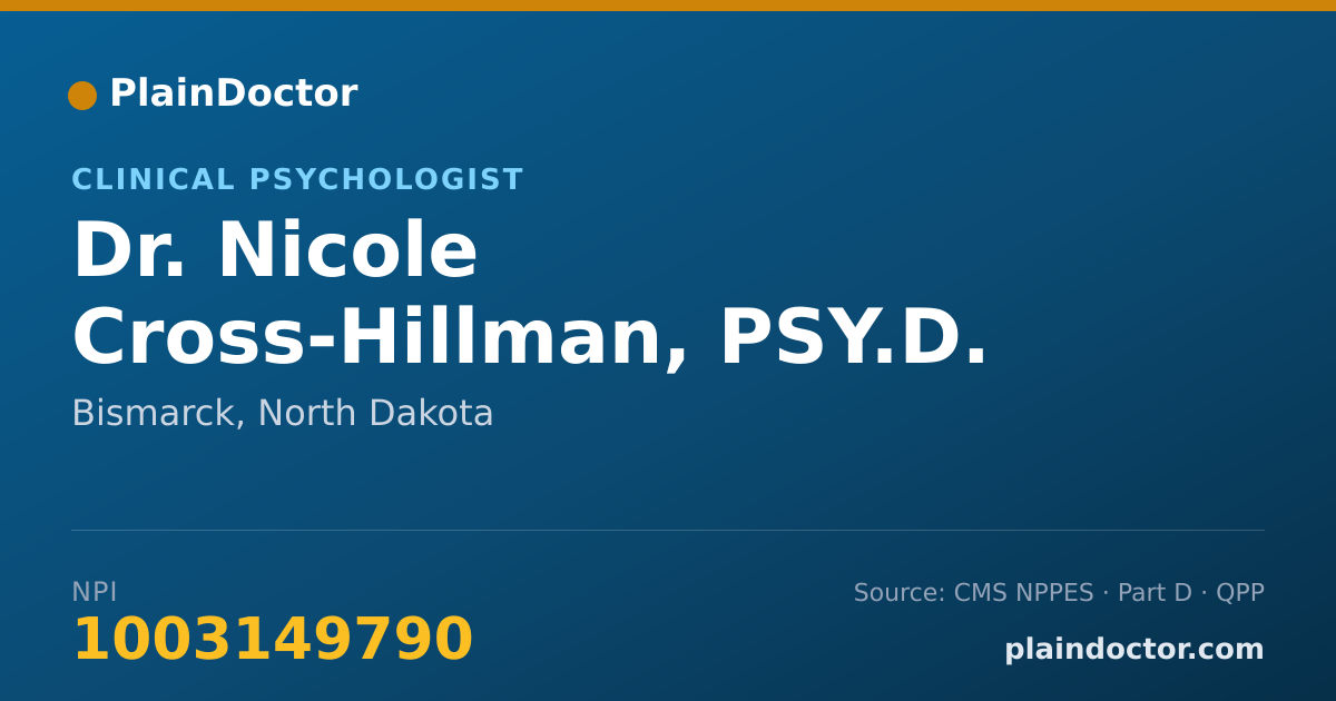 Shareable card for Nicole Cross-Hillman, PSY.D. - Clinical Psychologist, Bismarck, ND
