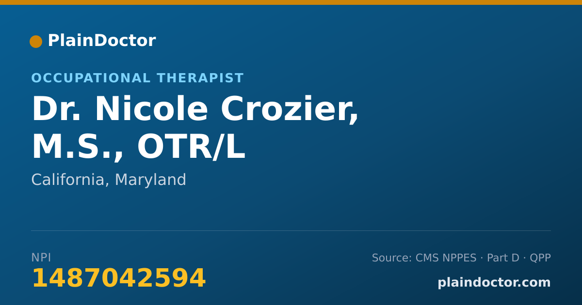 Shareable card for Nicole Crozier, M.S., OTR/L - Occupational Therapist, California, MD