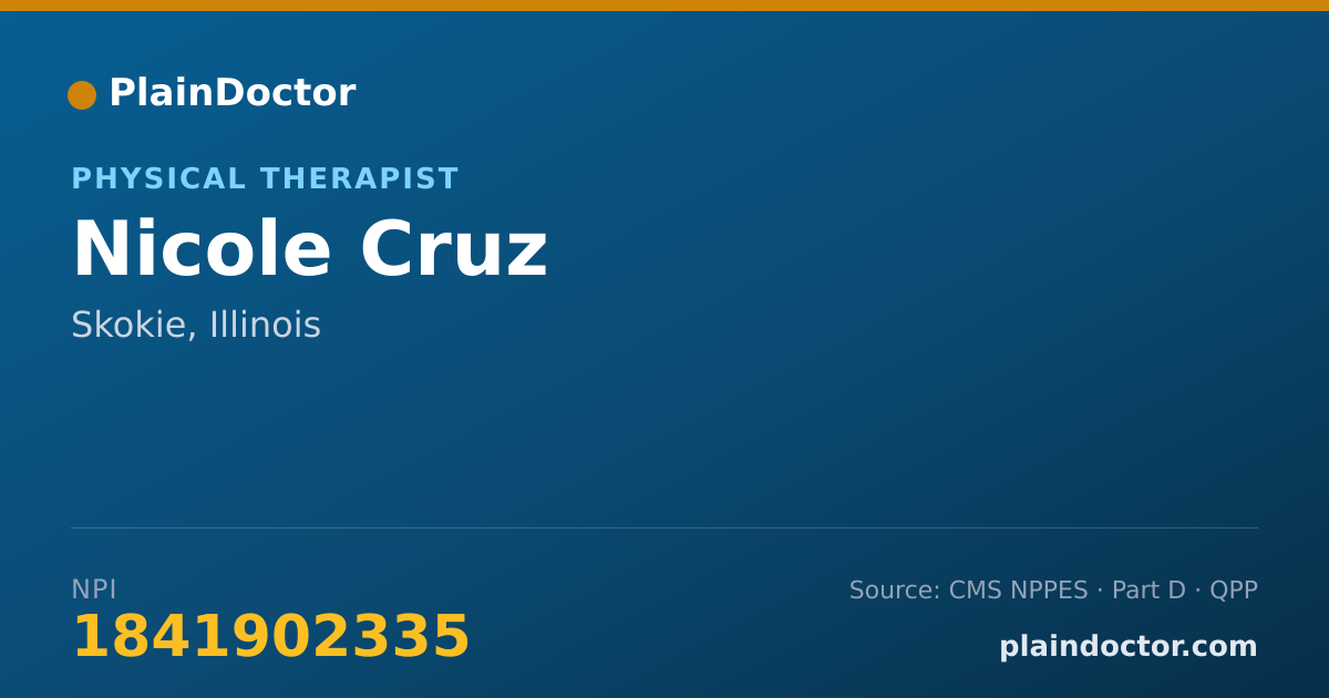 Shareable card for Nicole Cruz - Physical Therapist, Skokie, IL