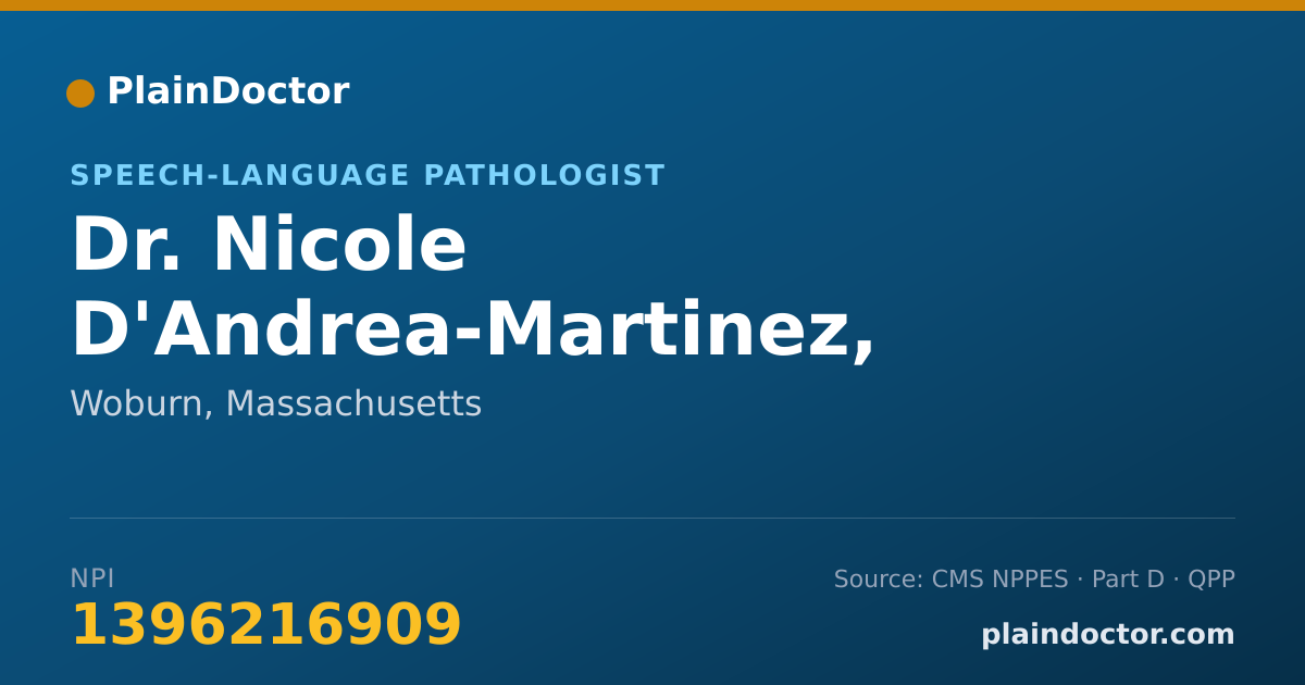 Shareable card for Nicole D'Andrea-Martinez, M.S.,CCC-SLP - Speech-Language Pathologist, Woburn, MA