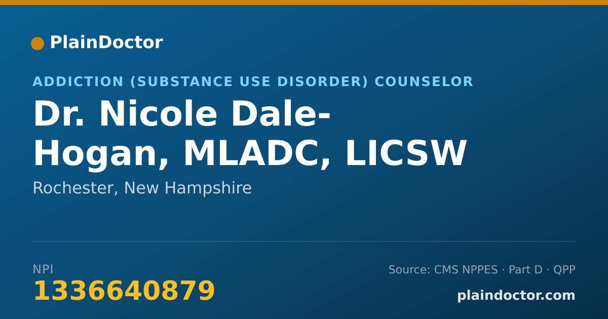 Shareable card for Nicole Dale- Hogan, MLADC, LICSW - Addiction (Substance Use Disorder) Counselor, Rochester, NH