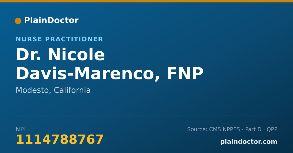 Shareable card for Nicole Davis-Marenco, FNP - Nurse Practitioner, Modesto, CA