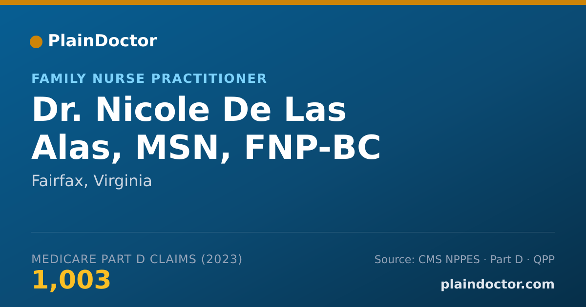 Shareable card for Nicole De Las Alas, MSN, FNP-BC - Family Nurse Practitioner, Fairfax, VA