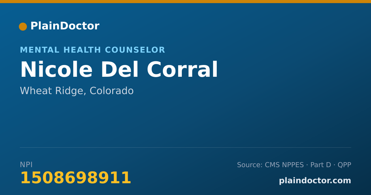 Shareable card for Nicole Del Corral - Mental Health Counselor, Wheat Ridge, CO