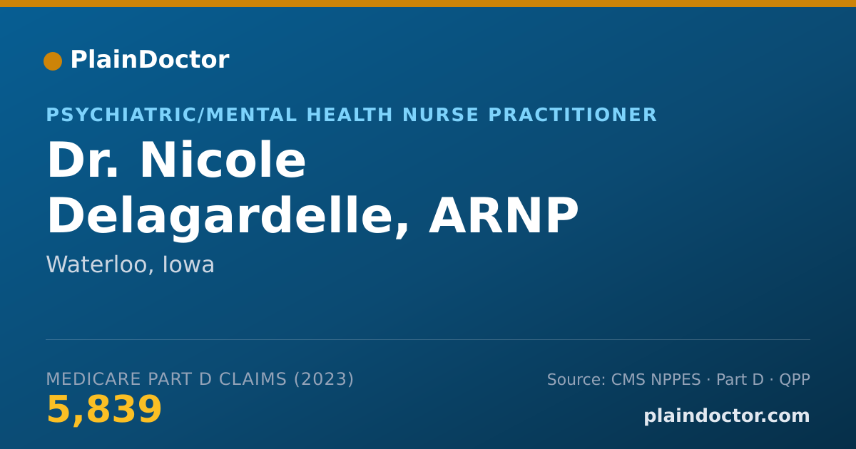 Shareable card for Nicole Delagardelle, ARNP - Psychiatric/Mental Health Nurse Practitioner, Waterloo, IA