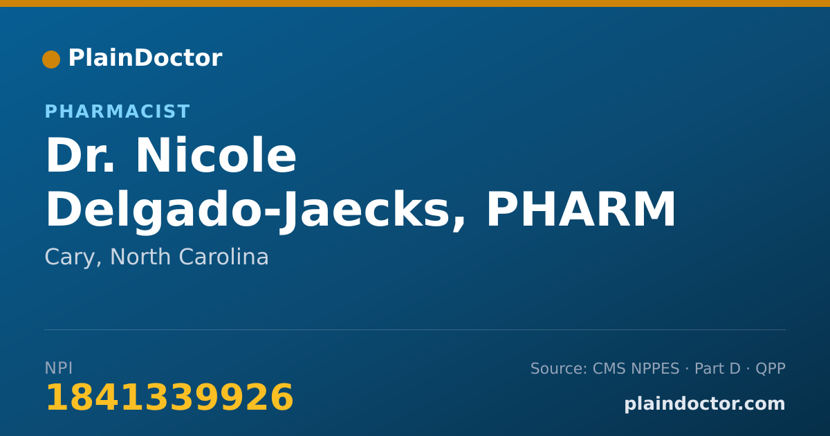 Shareable card for Nicole Delgado-Jaecks, PHARM D. - Pharmacist, Cary, NC