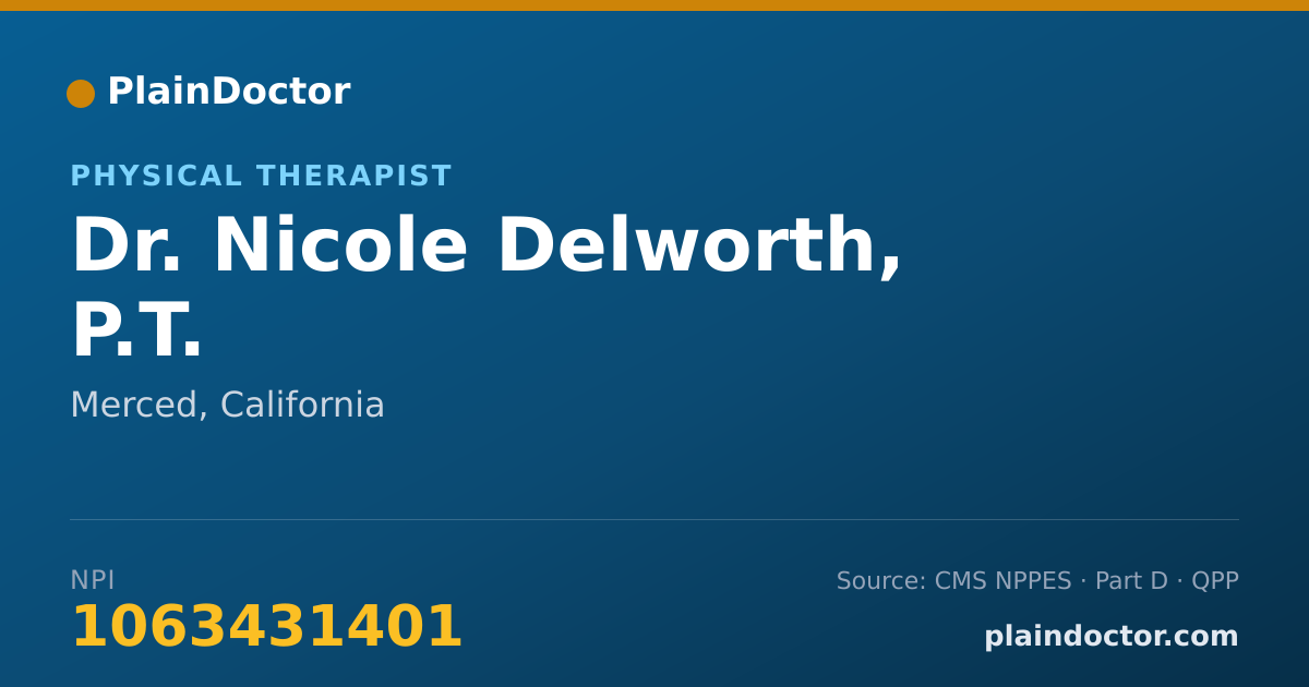 Shareable card for Nicole Delworth, P.T. - Physical Therapist, Merced, CA
