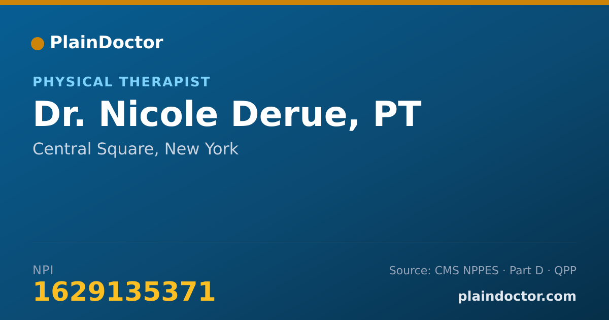 Shareable card for Nicole Derue, PT - Physical Therapist, Central Square, NY