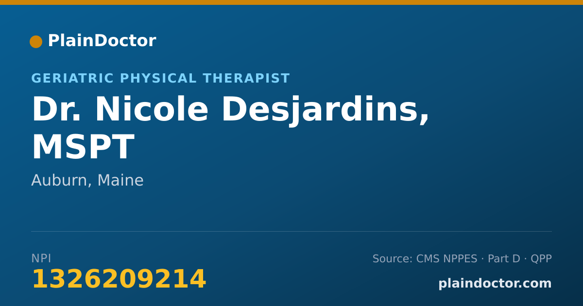 Shareable card for Nicole Desjardins, MSPT - Geriatric Physical Therapist, Auburn, ME