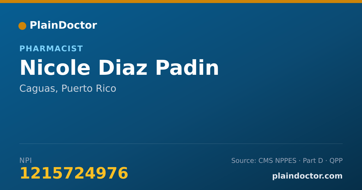 Shareable card for Nicole Diaz Padin - Pharmacist, Caguas, PR