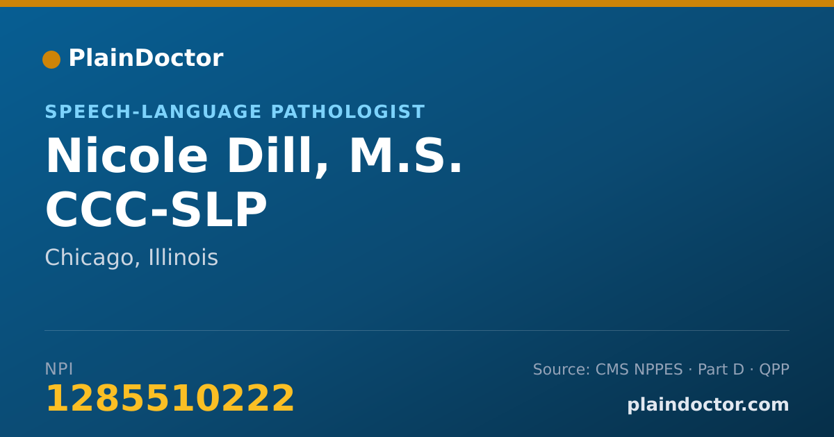 Shareable card for Nicole Dill, M.S. CCC-SLP - Speech-Language Pathologist, Chicago, IL