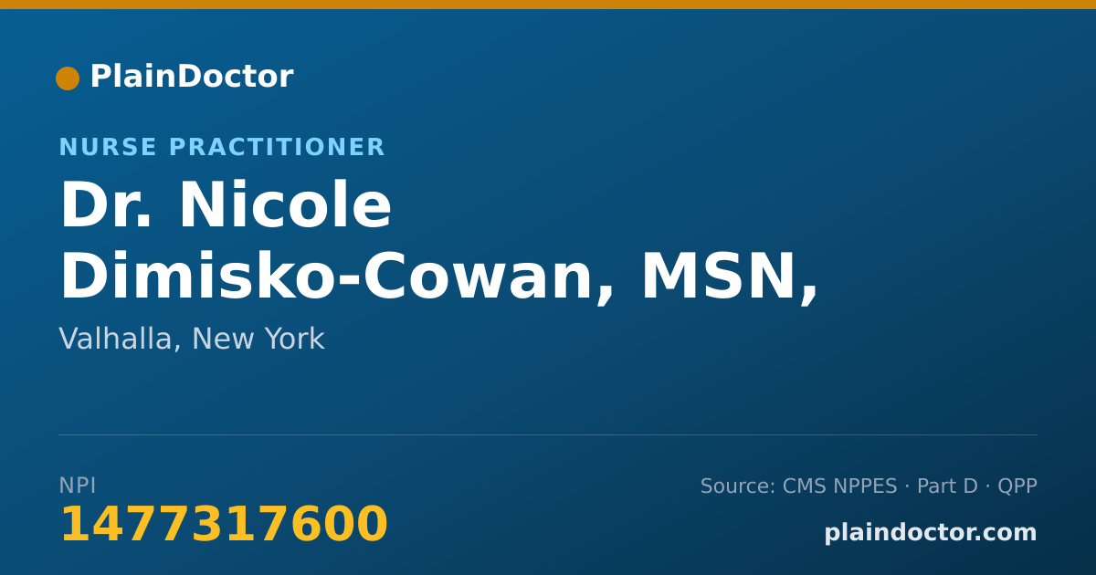 Shareable card for Nicole Dimisko-Cowan, MSN, FNP - Nurse Practitioner, Valhalla, NY