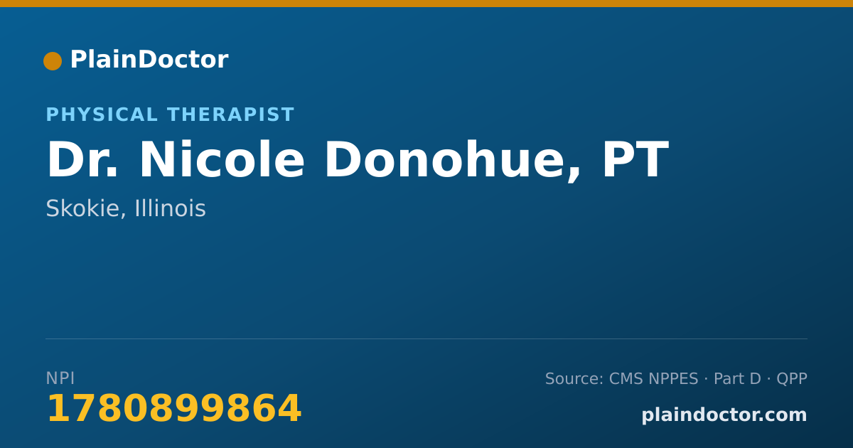 Shareable card for Nicole Donohue, PT - Physical Therapist, Skokie, IL