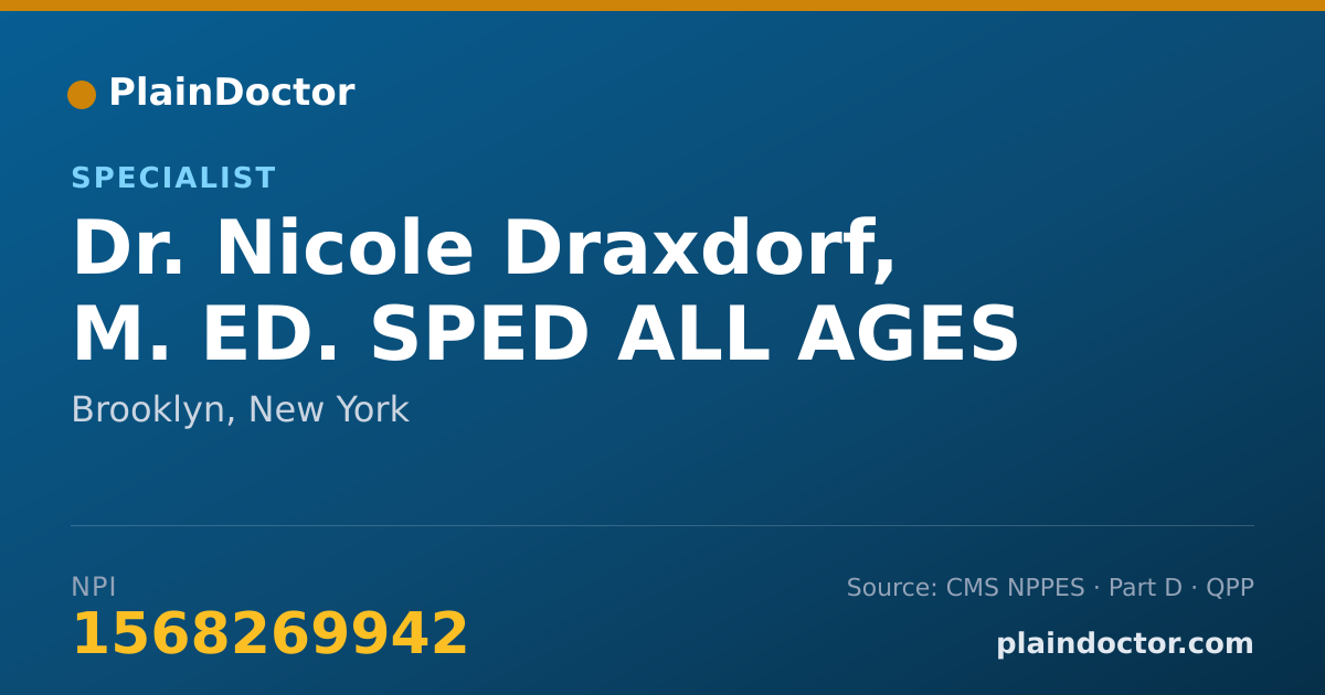 Shareable card for Nicole Draxdorf, M. ED. SPED ALL AGES - Specialist, Brooklyn, NY