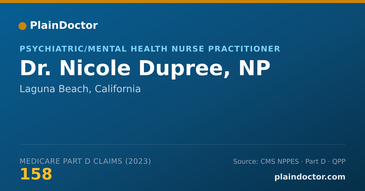 Shareable card for Nicole Dupree, NP - Psychiatric/Mental Health Nurse Practitioner, Laguna Beach, CA
