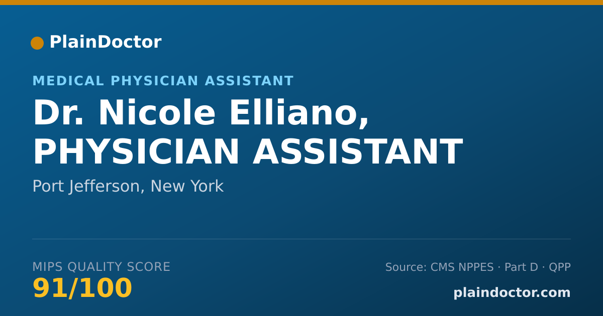 Shareable card for Nicole Elliano, PHYSICIAN ASSISTANT - Medical Physician Assistant, Port Jefferson, NY