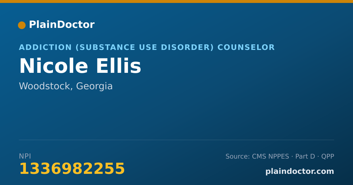 Shareable card for Nicole Ellis - Addiction (Substance Use Disorder) Counselor, Woodstock, GA
