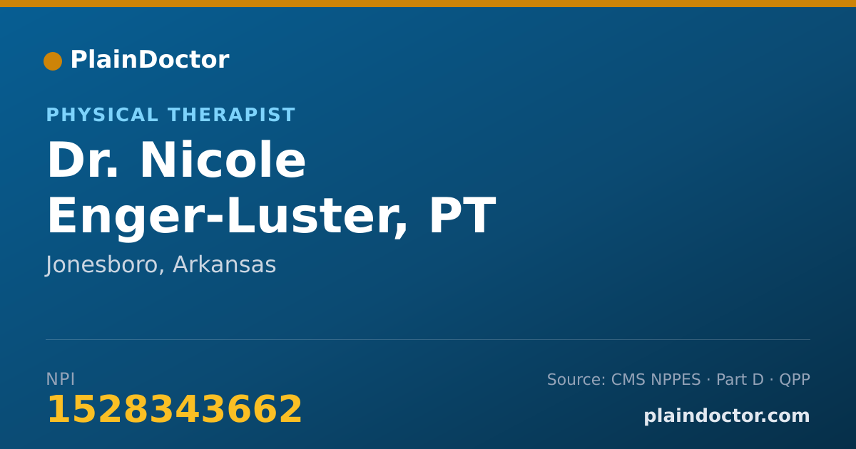 Shareable card for Nicole Enger-Luster, PT - Physical Therapist, Jonesboro, AR