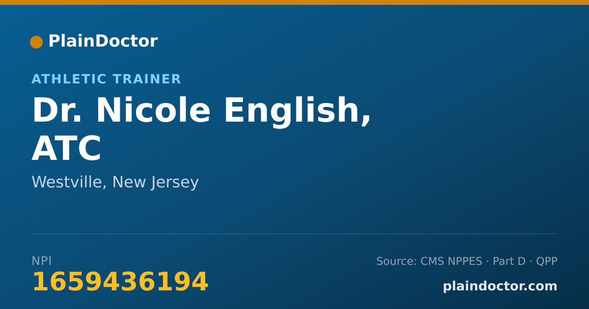 Shareable card for Nicole English, ATC - Athletic Trainer, Westville, NJ