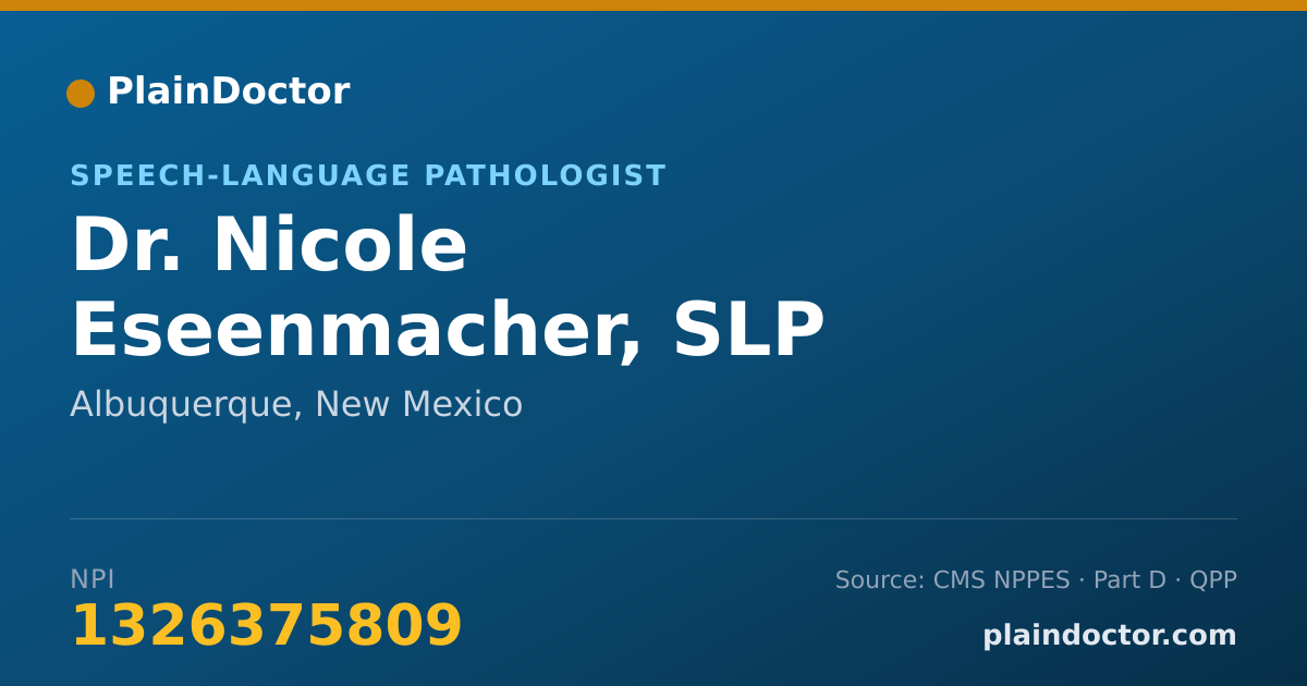 Shareable card for Nicole Eseenmacher, SLP - Speech-Language Pathologist, Albuquerque, NM