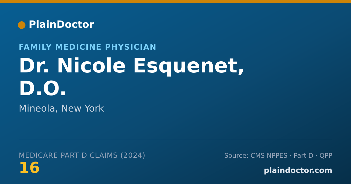 Shareable card for Nicole Esquenet, D.O. - Family Medicine Physician, Mineola, NY