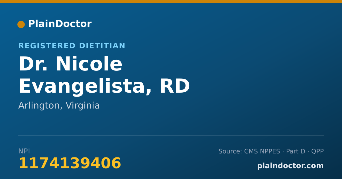 Shareable card for Nicole Evangelista, RD - Registered Dietitian, Arlington, VA