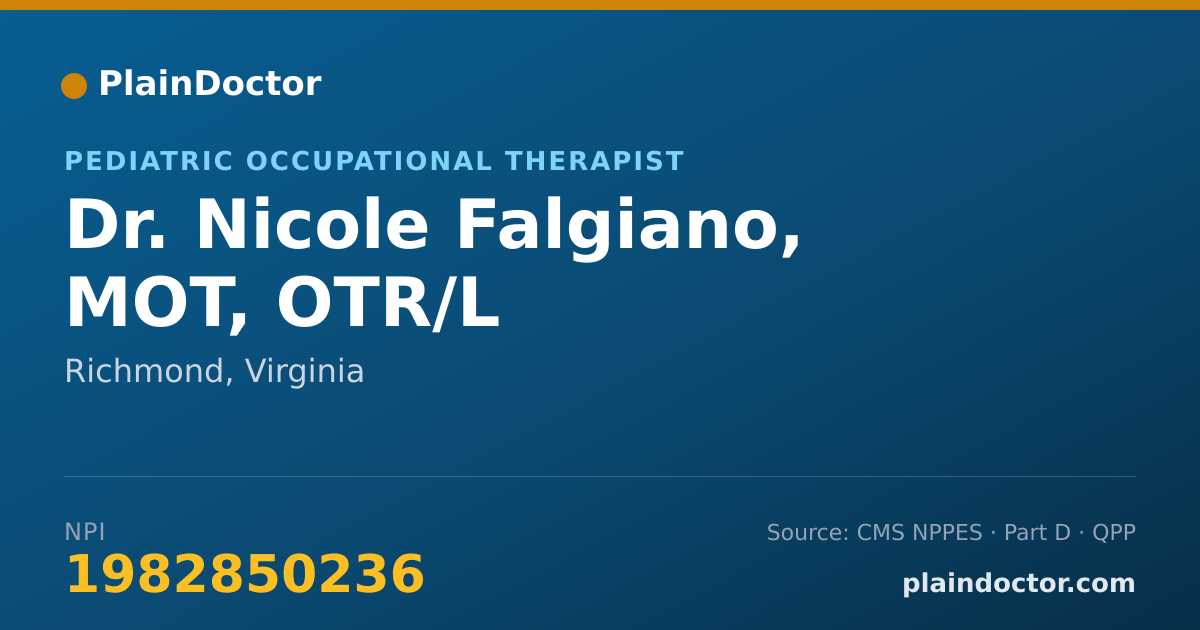 Shareable card for Nicole Falgiano, MOT, OTR/L - Pediatric Occupational Therapist, Richmond, VA