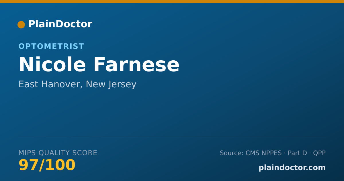 Shareable card for Nicole Farnese - Optometrist, East Hanover, NJ