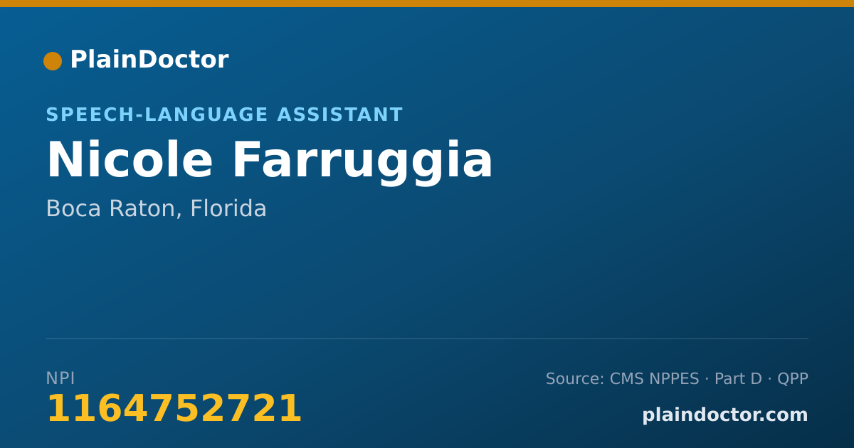 Shareable card for Nicole Farruggia - Speech-Language Assistant, Boca Raton, FL