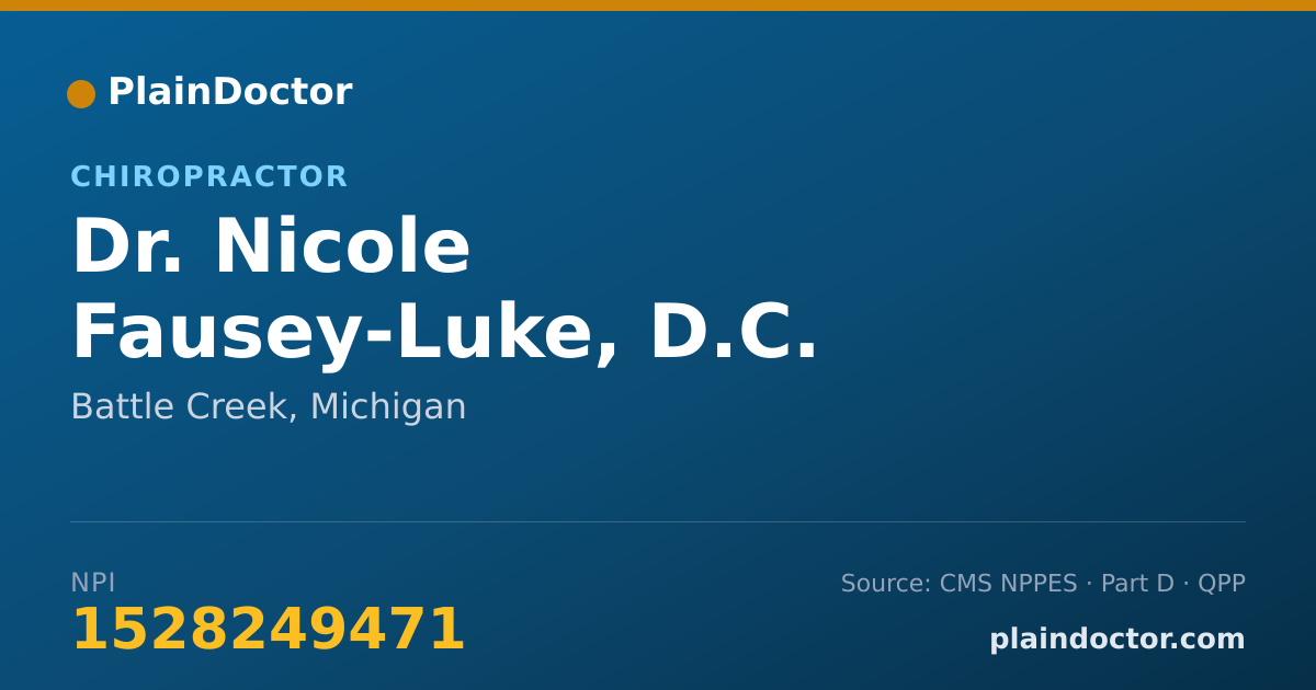 Shareable card for Nicole Fausey-Luke, D.C. - Chiropractor, Battle Creek, MI